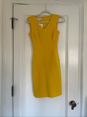 Michael Kors Collection Yellow V-Neck Sheath Dress